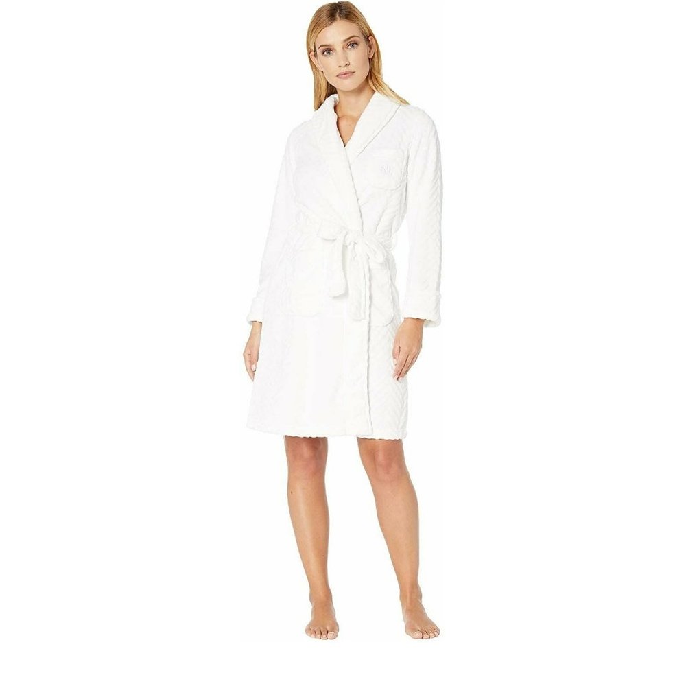LAUREN RALPH LAUREN Women's Short Shawl Collar Sculpted Robe